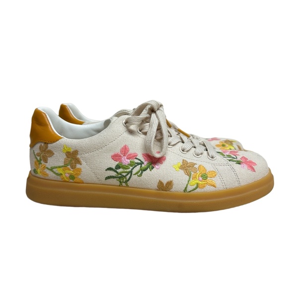 Tory Burch Women’s 8 Howell Court Floral Sneaker in‎ Beige Floral Embroidery - Picture 1 of 9
